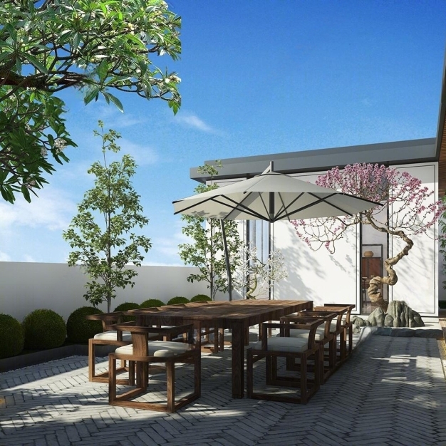 新中式阳台花园3D模型