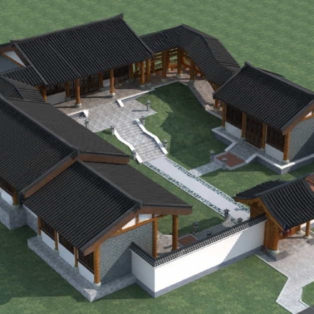 中式古建庭院3D模型