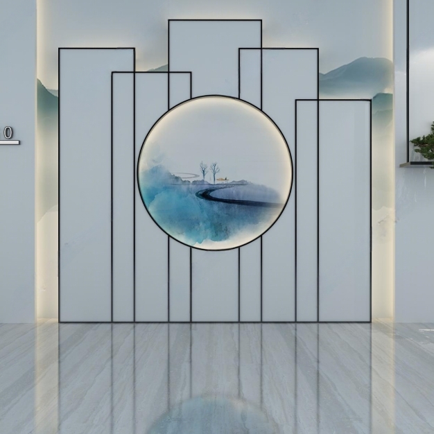 新中式背景墙3D模型