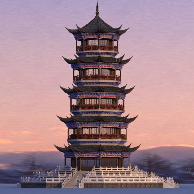 中式古建宝塔3D模型
