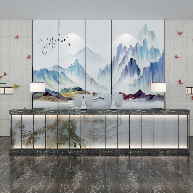 新中式接待台3D模型