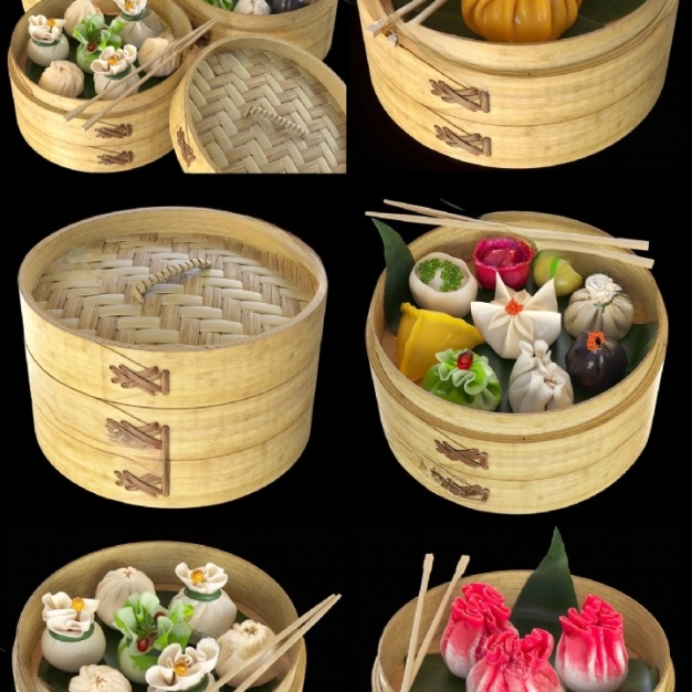 食物包子 点心 蒸笼3D模型