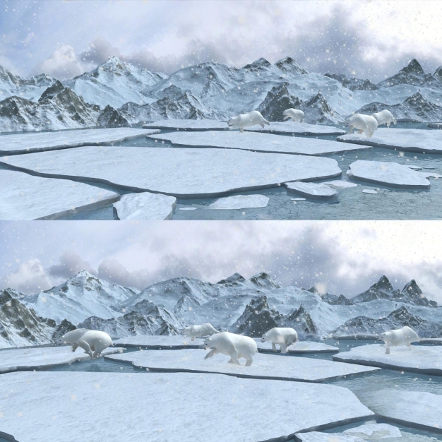 雪景 北极熊3D模型