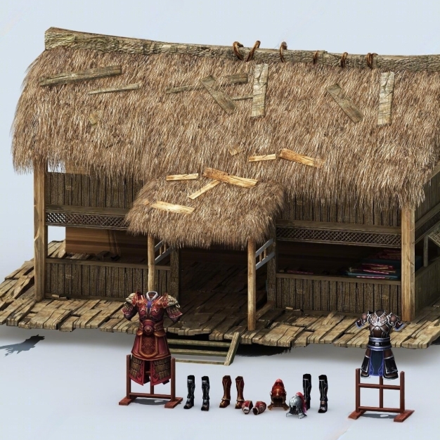茅草屋3D模型