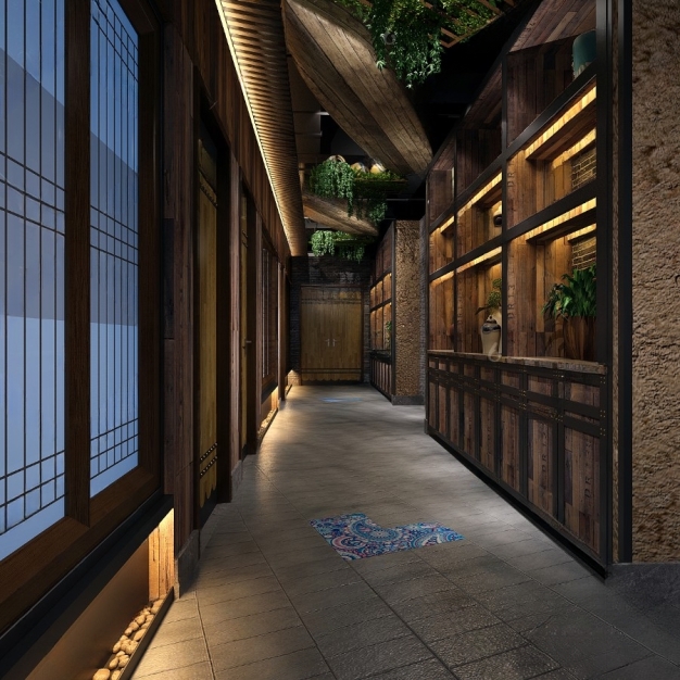 中式走廊 过道3D模型