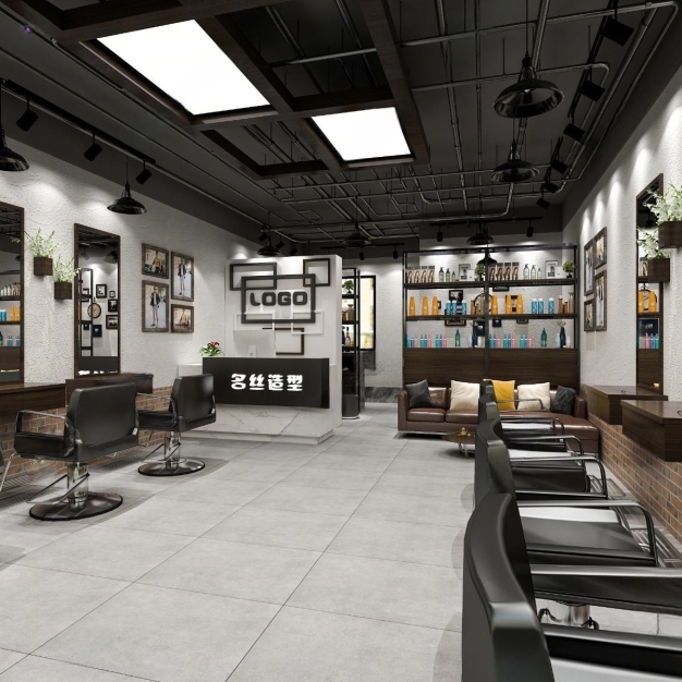 工业风理发店3D模型