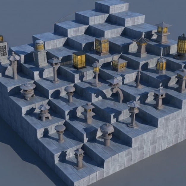 中式户外落地灯3D模型