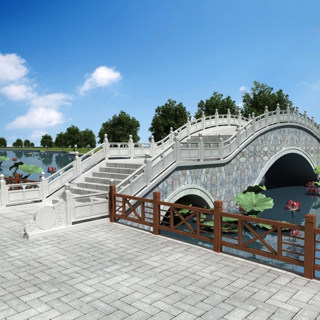 中式拱桥3D模型