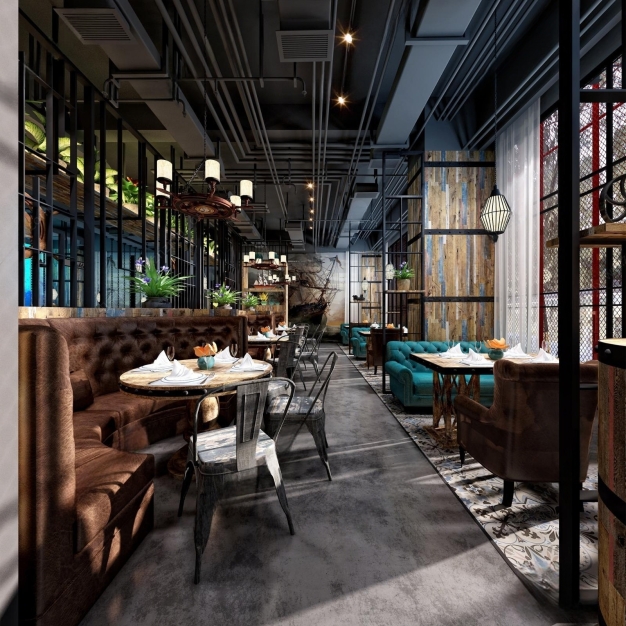 工业风餐厅3D模型