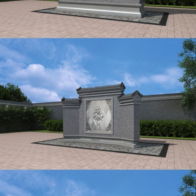 中式照壁影壁墙3D模型