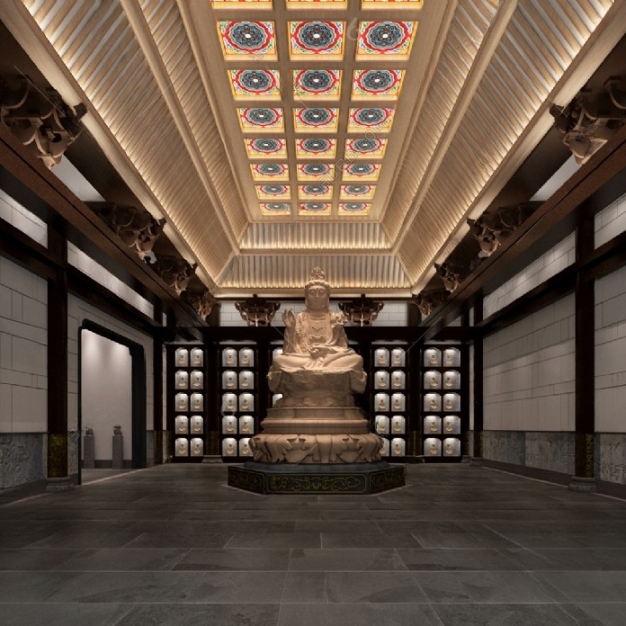 新中式寺庙佛堂3D模型
