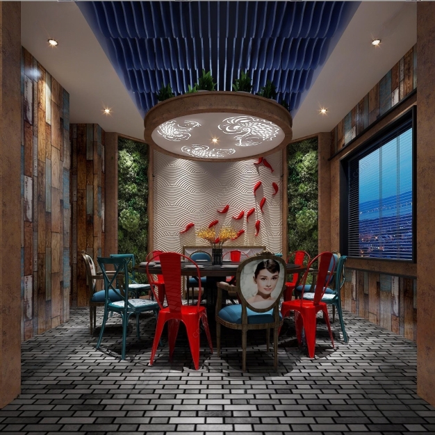 工业风餐厅包厢3D模型