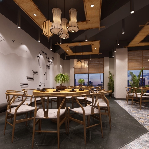 新中式餐厅3D模型