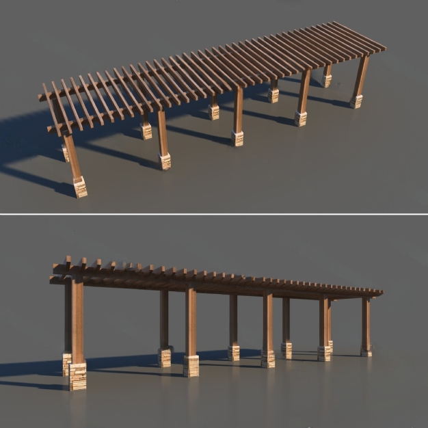 公园廊架3D模型