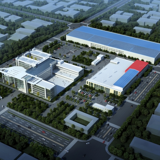 现代厂房建筑鸟瞰3D模型