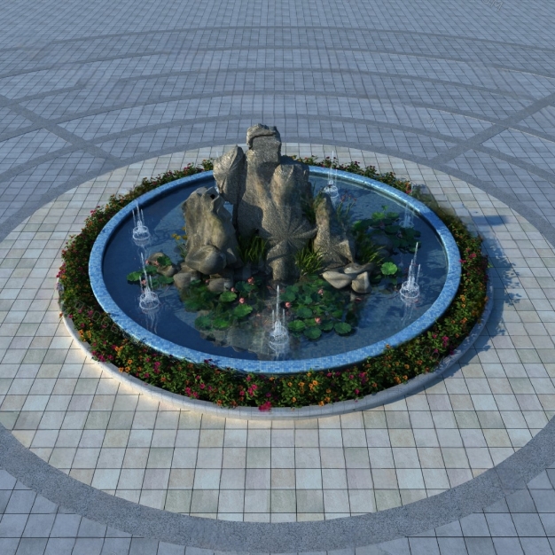 广场假山喷泉3D模型