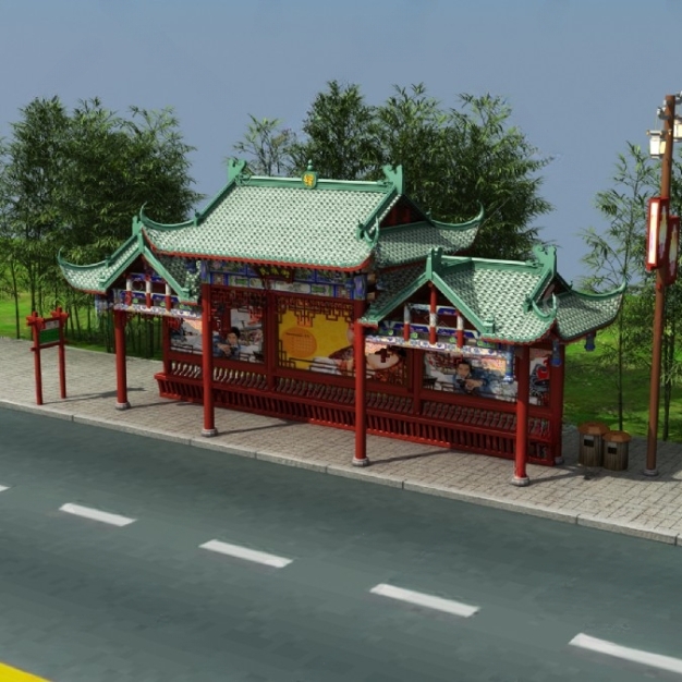 中式建筑站台3D模型