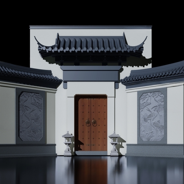 新中式门头3D模型