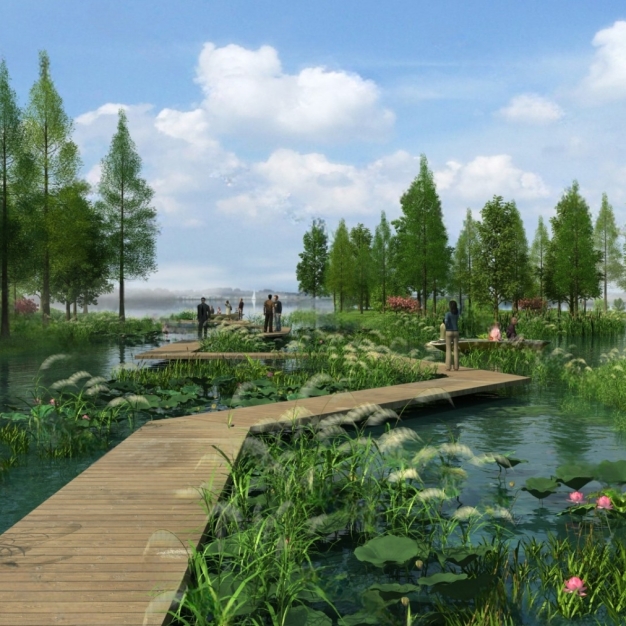 现代湿地公园3D模型