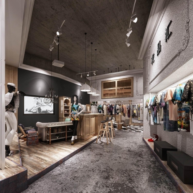 工业风服装店3D模型