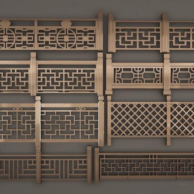 新中式栏杆3D模型