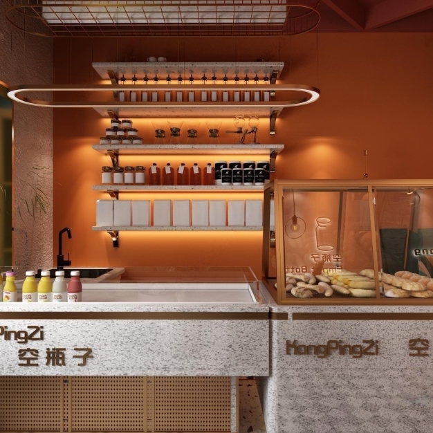 现代奶茶店3D模型