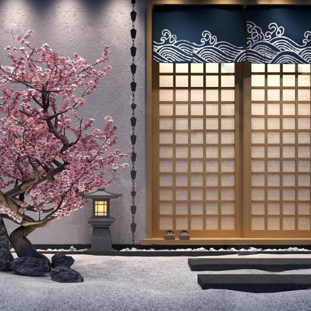 日式景观树小品3D模型