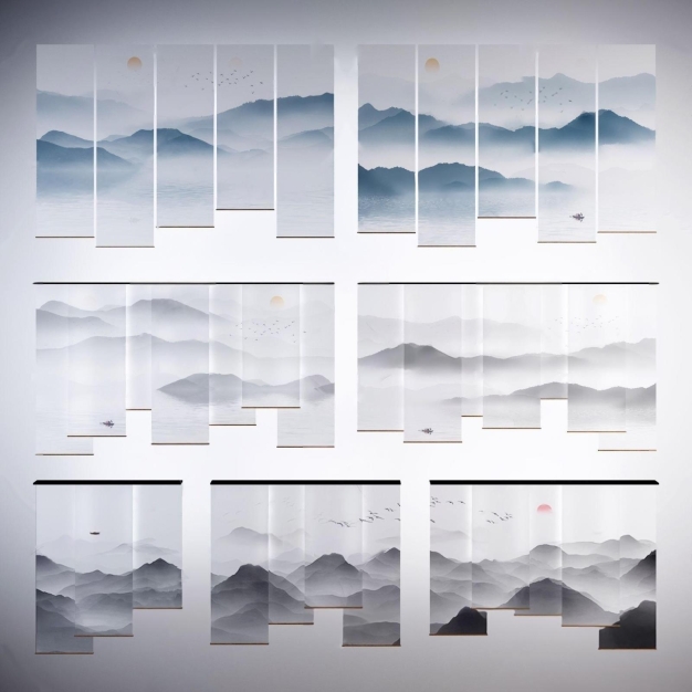 新中式窗帘3D模型