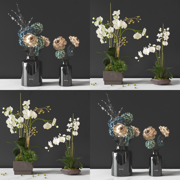 现代花艺摆件3D模型