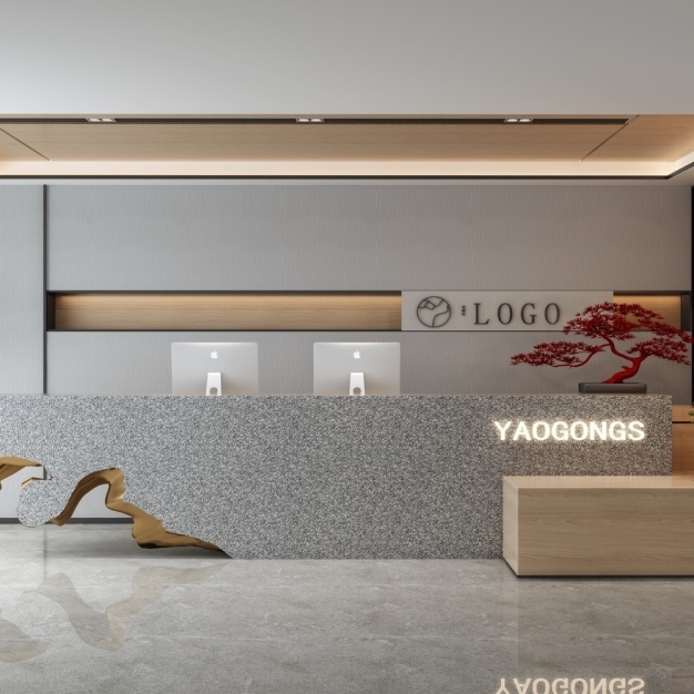 新中式前台接待3D模型