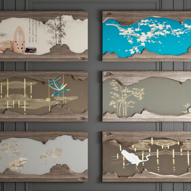新中式装饰画3D模型