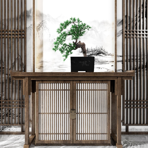 新中式玄关条案3D模型