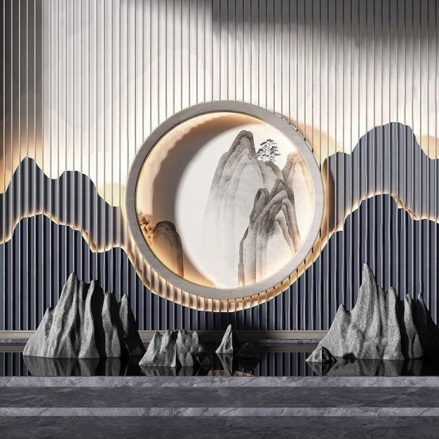 新中式假山 水景 园艺小品3D模型