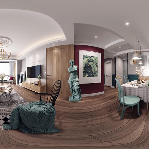 北欧客餐厅厨房全景3D模型