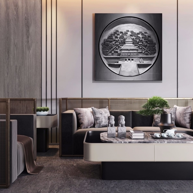 新中式沙发茶几组合3D模型