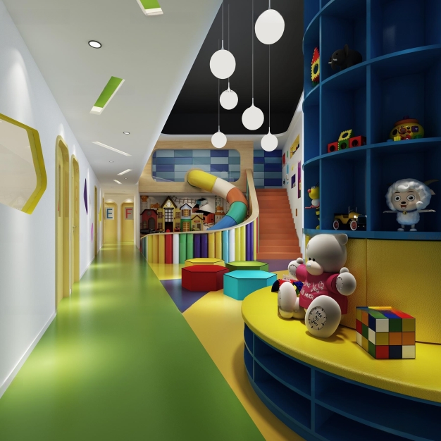 现代幼儿园玩具收纳走道3D模型