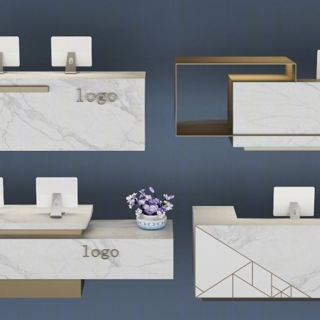 现代前台接待台组合3D模型