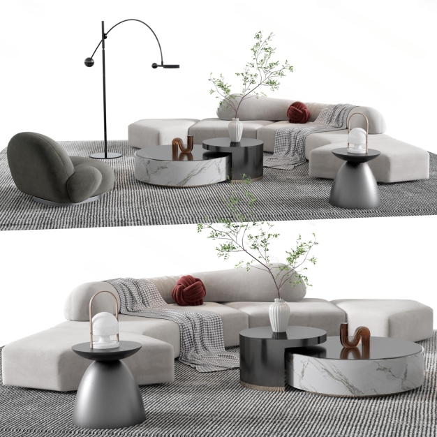 现代沙发茶几组合模型3D模型
