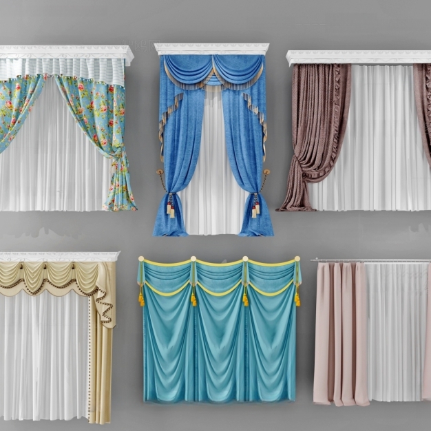 简欧窗帘3D模型