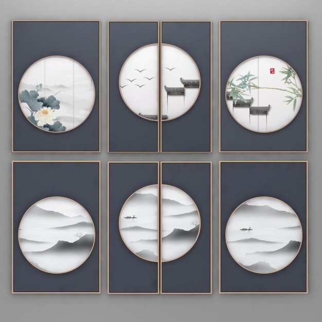 新中式装饰画3D模型