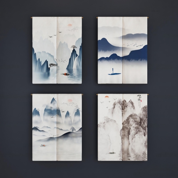 新中式门帘3D模型