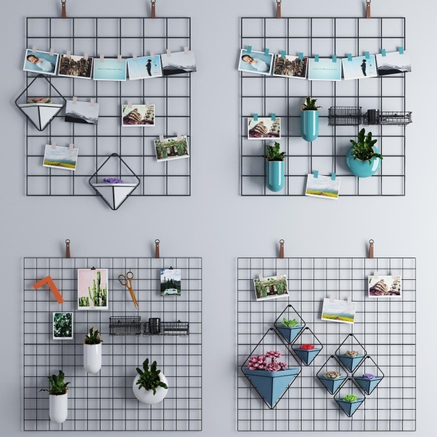 现代铁艺墙饰绿植装饰挂件组合3D模型
