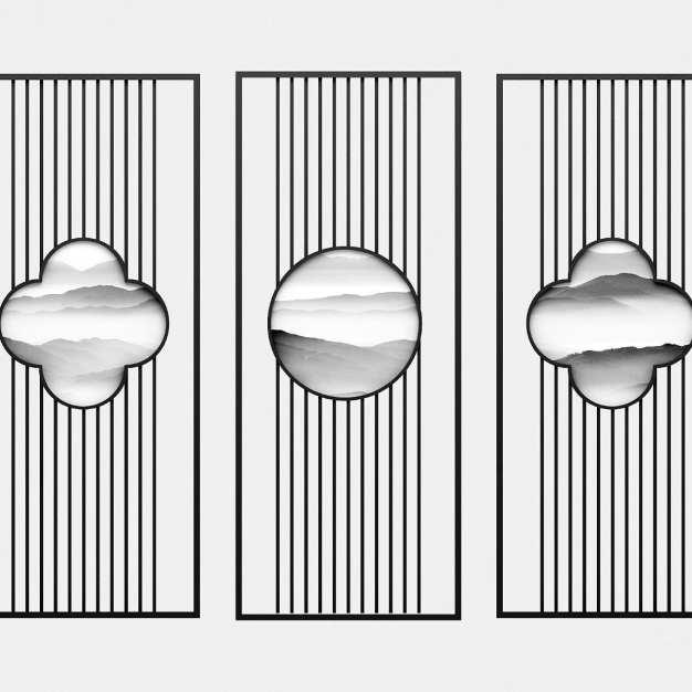新中式屏风隔断3D模型