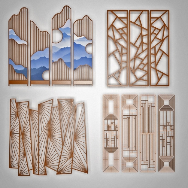 新中式屏风隔断3D模型