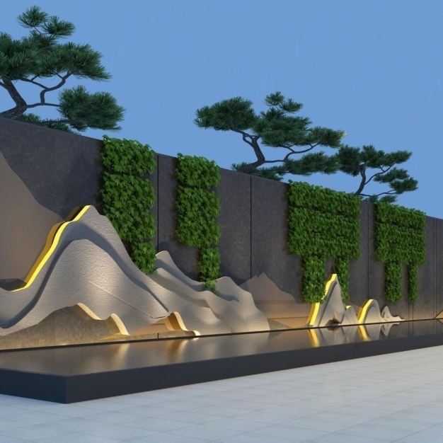 新中式园艺水景小品3D模型