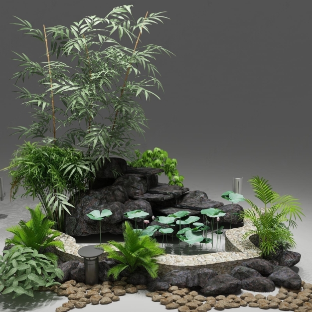 新中式园艺小品3D模型