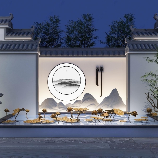 新中式庭院景观园艺小品3D模型