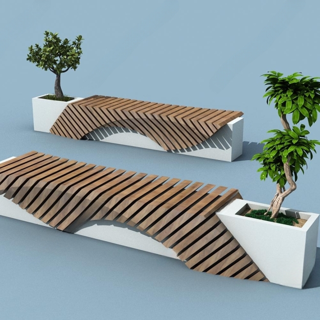 现代户外公共座椅3D模型