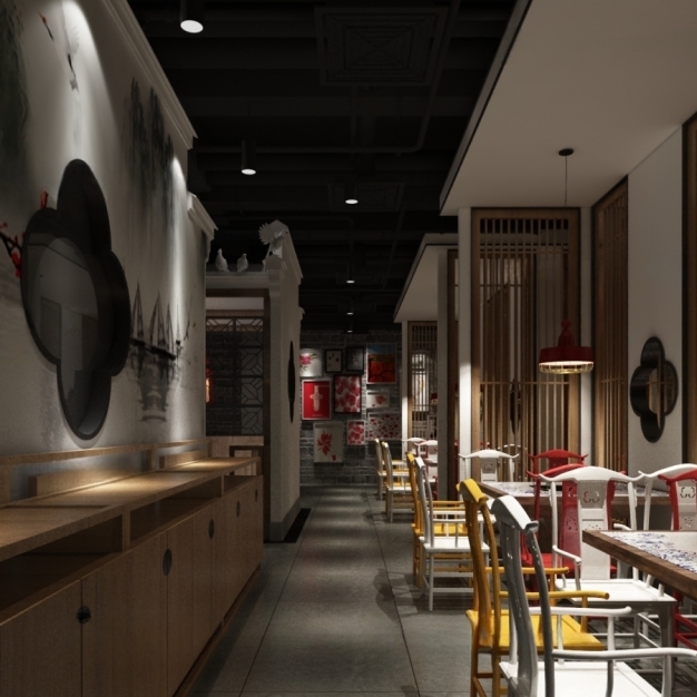 新中式餐厅3D模型