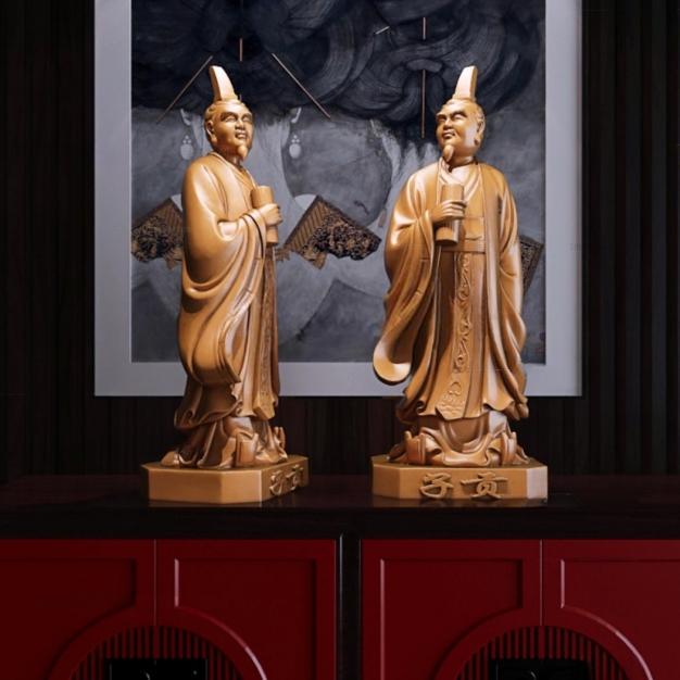 新中式人物雕塑摆件3D模型